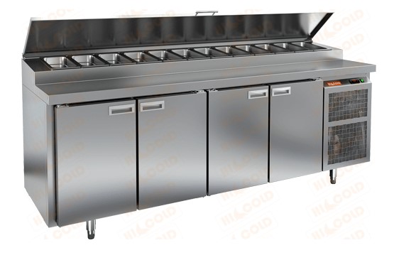 Стол холодильный для пиццы HICOLD PZ2-1111/GN, бок, 4 двери (+2...+10°С)